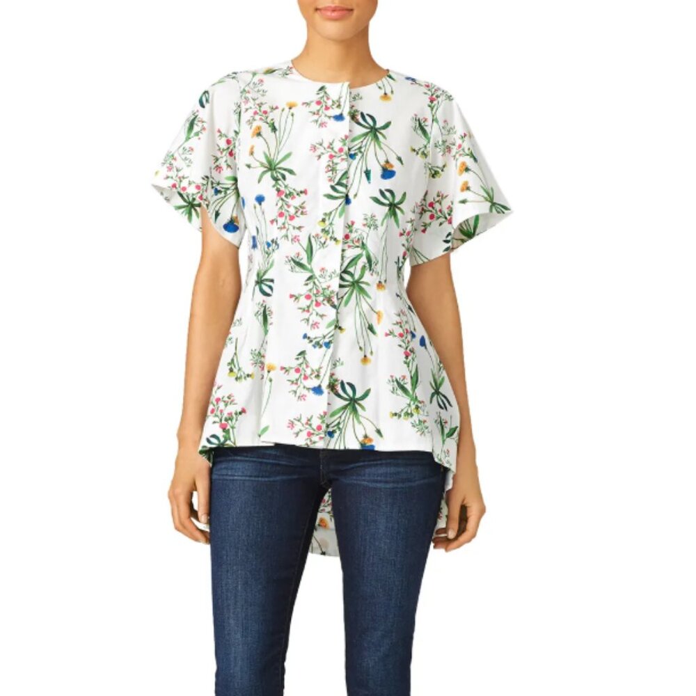 Marissa Webb Botanical Arden Blouse in White Floral Large